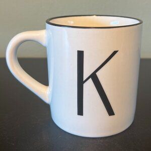 THRESHOLD Letter K Initial Monogram Stoneware Mug with Metallic Gold Highlights